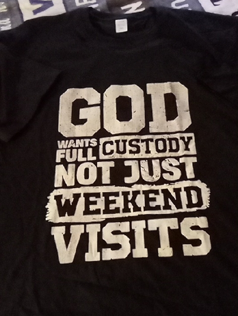 Gildan Black Tee with White Block Graphic